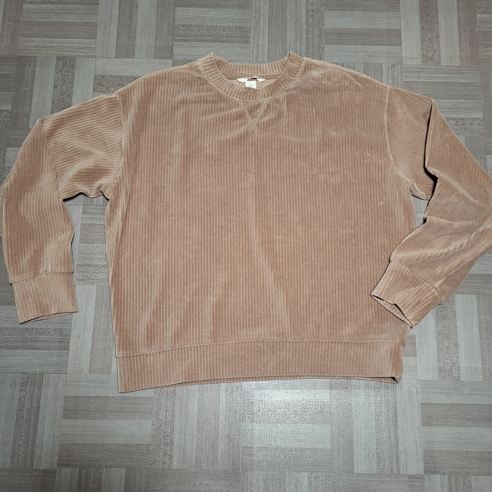 -H&M Women's Tan Corduroy Sweatshirt. Small